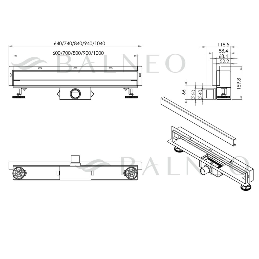 W-Drain NEXT 60 cm odpływ liniowy ścienny INOX